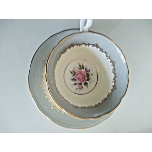 Vintage Aynsley Lancaster Pattern Grey Teacup and Saucer #7610 - Picture 14 of 16